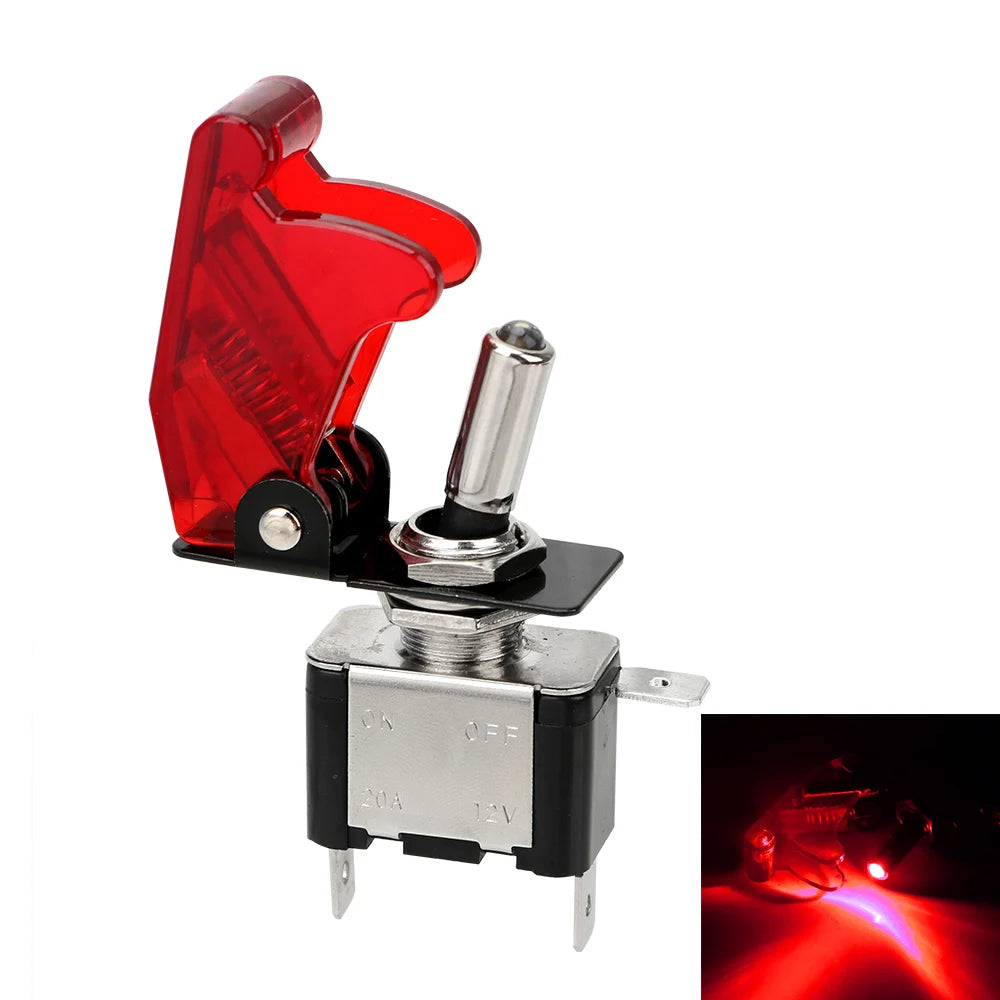 Toggle Switch Protective Cover Car Auto LED Light 12V 20A Control Off