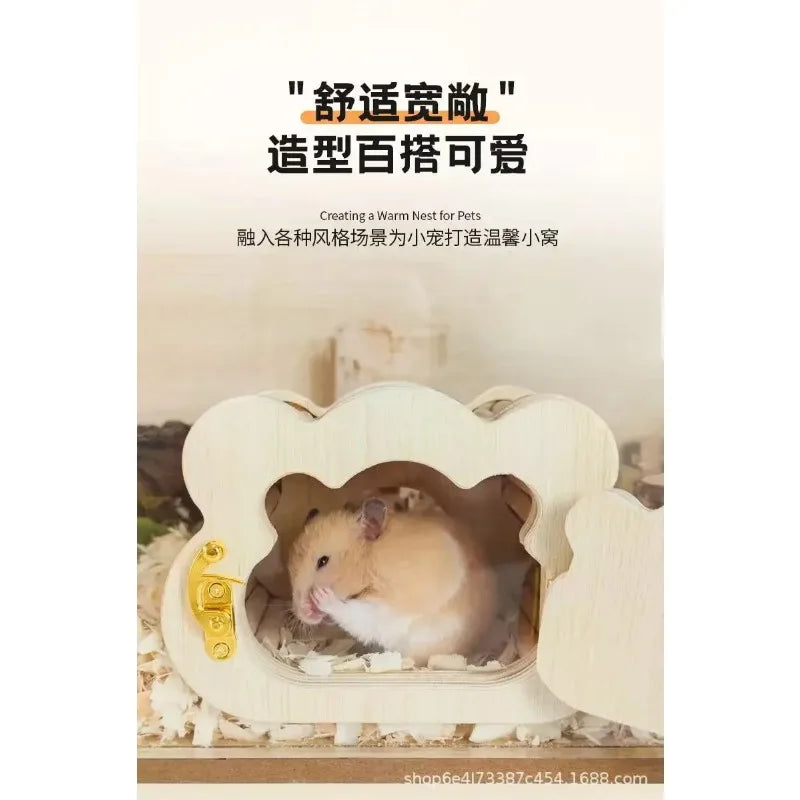 Hamster Voyeur Series Wooden Nest House Avoidance Observation House Cute Golden Bear Flower Branch Mouse Entertainment Intera Zpaxo