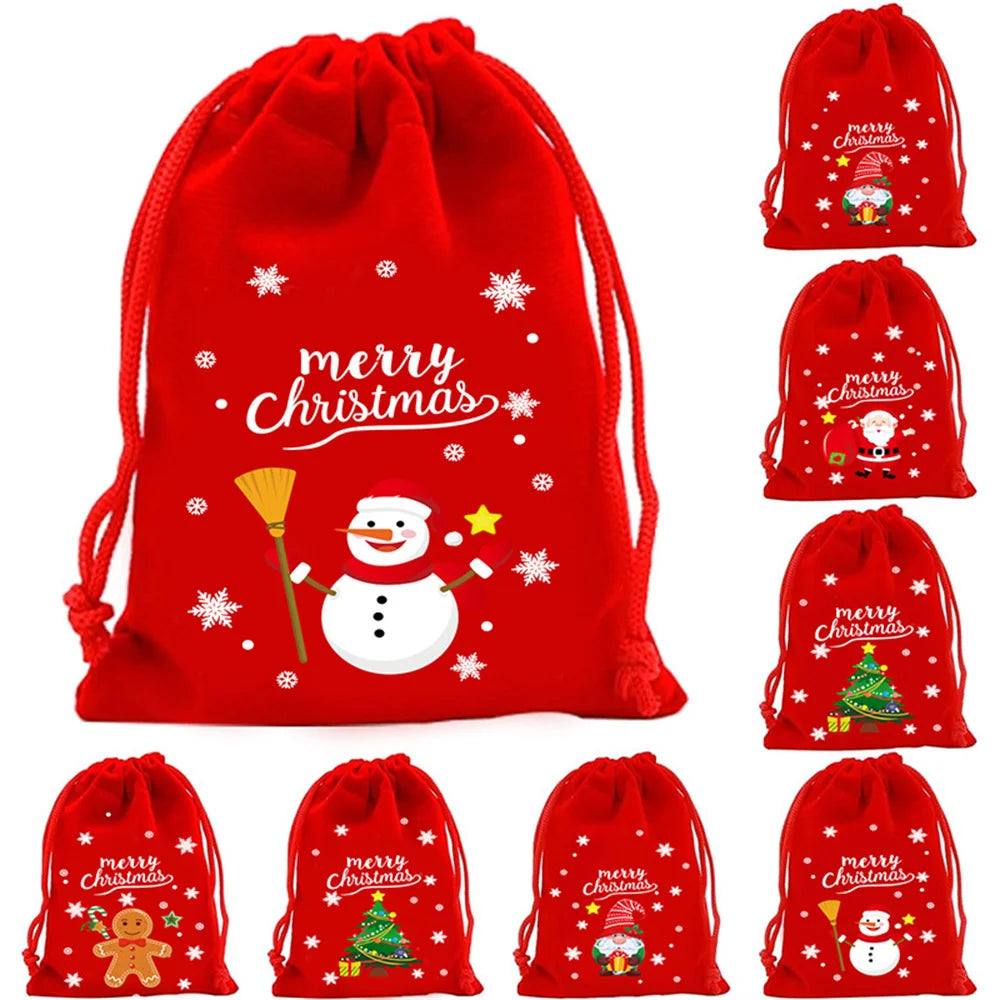 Christmas Velvet Drawstring Gift Bags – Candy & Jewelry Pouches Drawstring Gift Bag Zpaxo