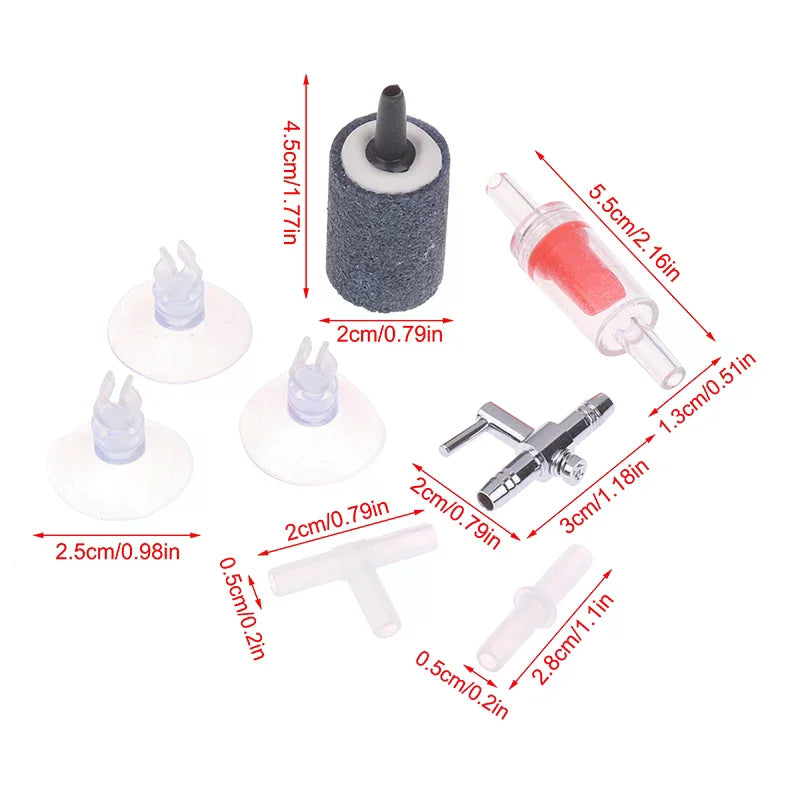 Aquarium Air Pump Accessories Kit With Air Stone Bubble Aerator Check Valves Suction Cups Oxygen Tube For Fish Tank Pump Zpaxo