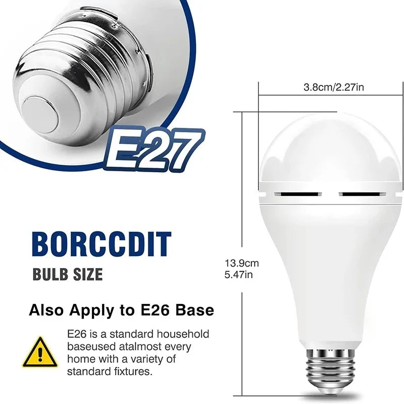 E27 15W Rechargeable LED Emergency Bulb | Camping Lantern