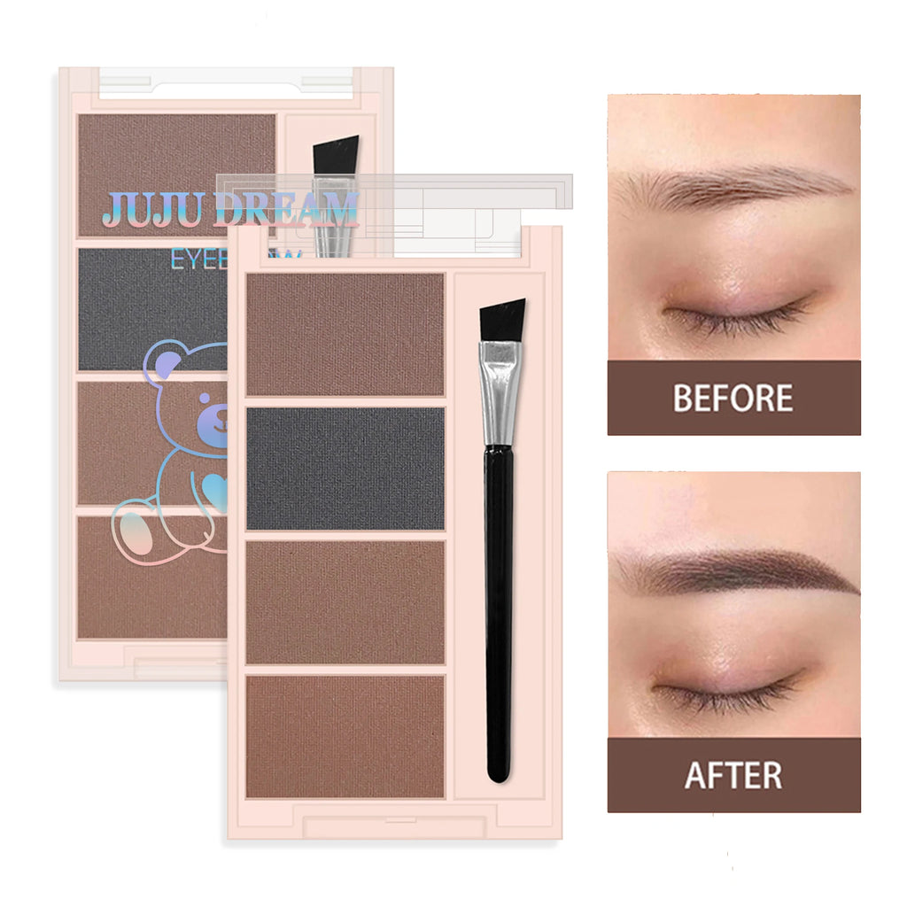 4-color Eyebrow Powder Palette With Eyebrow Brush - Natural Long-Lasting Eyebrow Powder Eyebrow Shape Waterproof and Sweat-proof Zpaxo