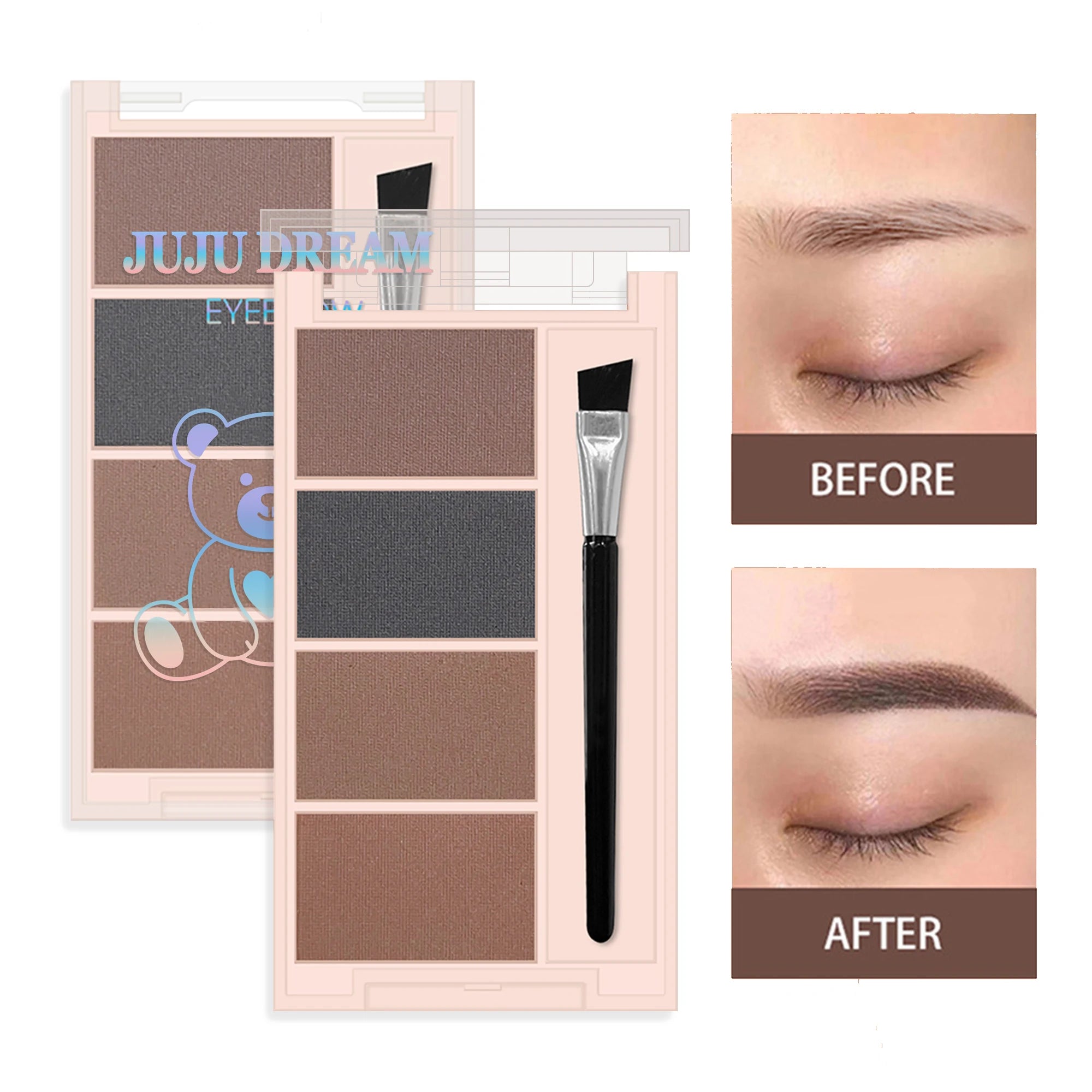4-color Eyebrow Powder Palette With Eyebrow Brush - Natural Long-Lasting Eyebrow Powder Eyebrow Shape Waterproof and Sweat-proof Zpaxo