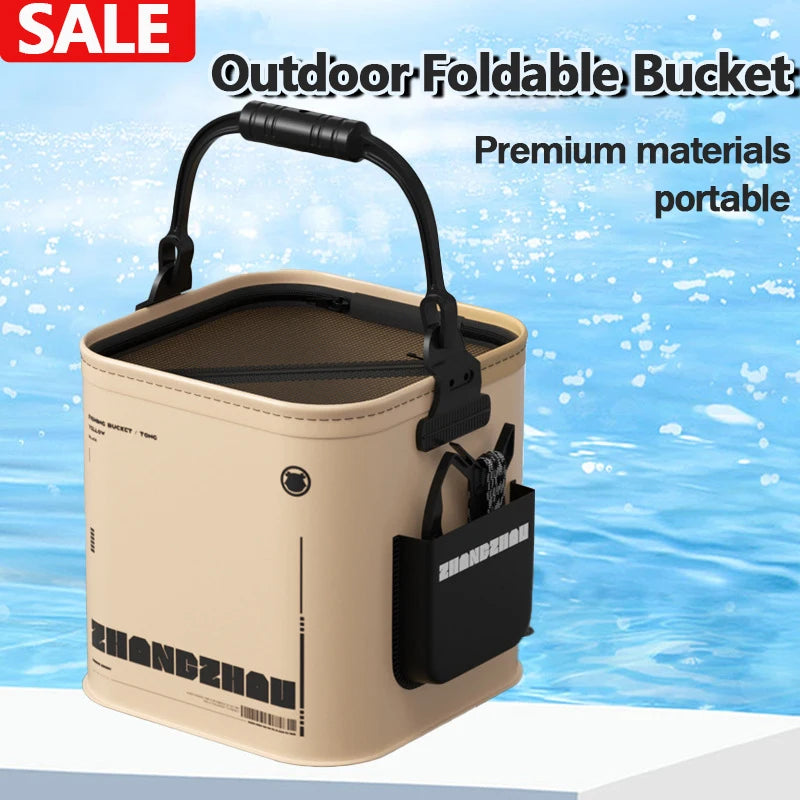 Foldable Fishing Bucket 13L/8L – Waterproof EVA Camping Pail Foldable Fishing Bucket Zpaxo