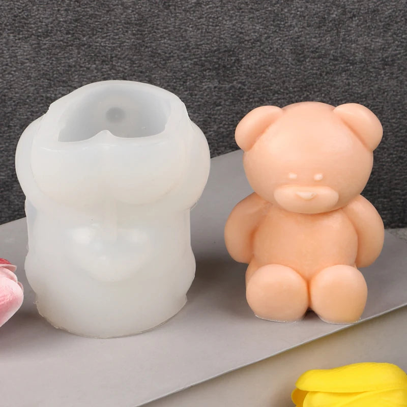 Bear Candle Silicone Mold for Valentine's Day Gift 3D Bear with Heart Aromatherapy Soap Plaster Gypsum Ornament Mould Home Decor Zpaxo