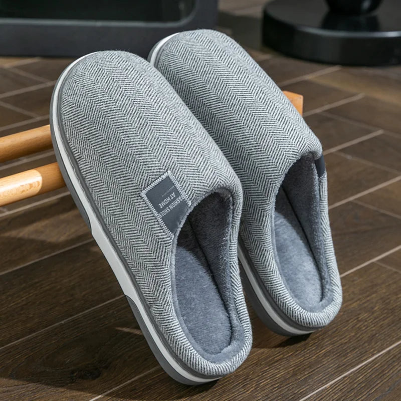 Winter Warm Men Fur Slippers House Non Slip Soft Shoes Comfort Flat
