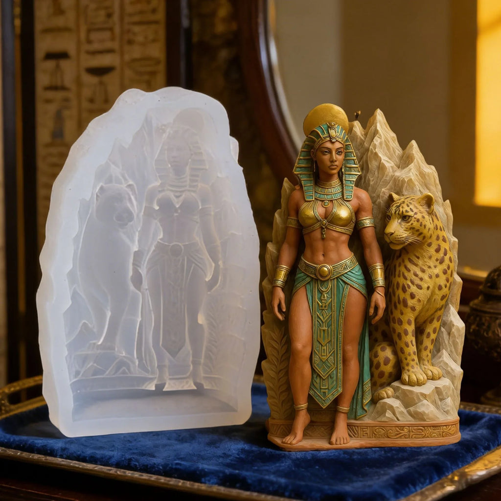 3D Egyptian Queen Leopard Silicone Mold – Candle, Soap & Resin