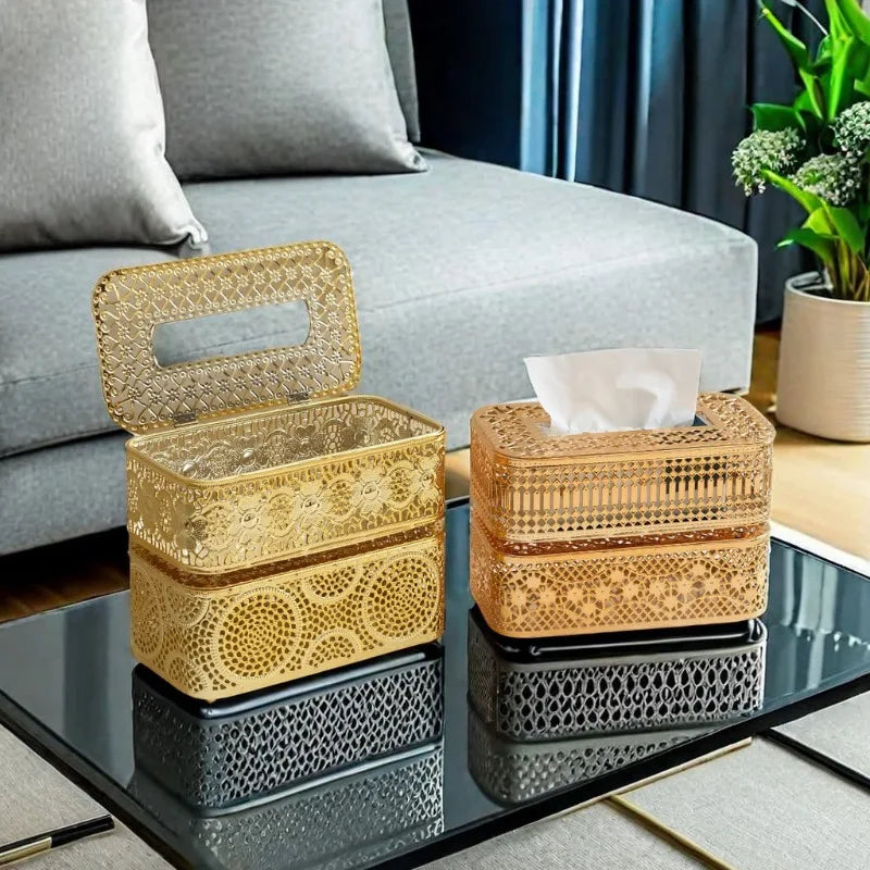 Household Nordic Style Tabletop Ironwork Tissue Box, Suitable for Living Room, Bedroom, for Storing and Dispensing Paper Tissues Zpaxo