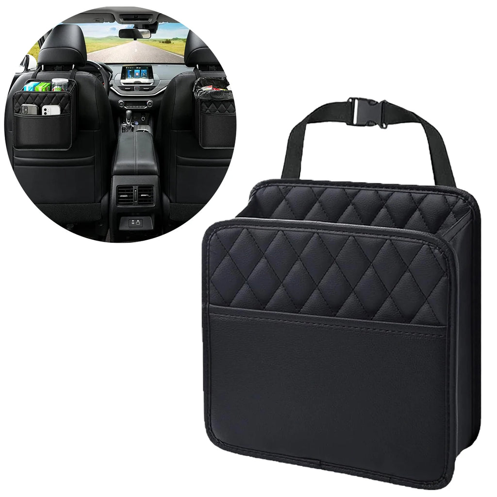 PU Leather Car Seat Back Organizer – Multi-Pocket Kick Mat