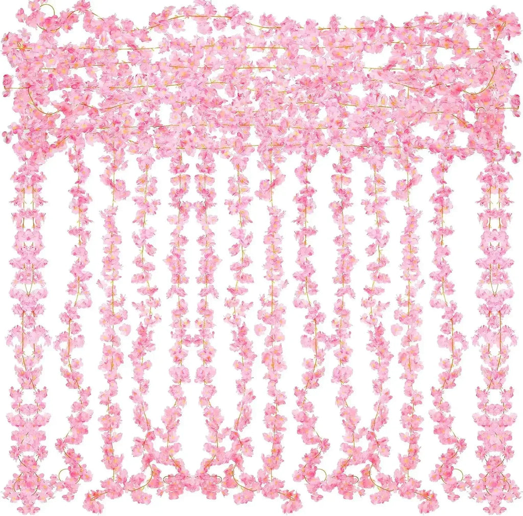 Long Realistic Artificial Cherry Blossom Wisteria Hanging Vine