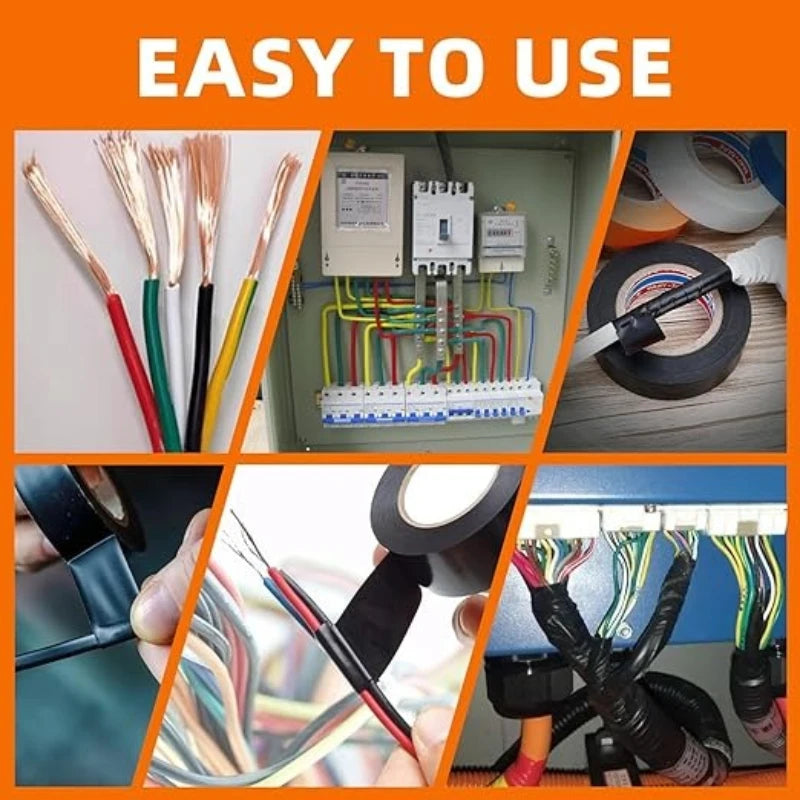 Heat Resistant Tape Strong Adhesive Black Rubber Electrical Tape Waterproof Electrical Insulating Tape Durable Soft Adhesive Zpaxo