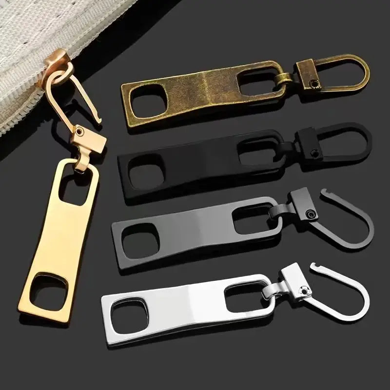4pcs Two-Hole Zipper Pull Tabs – Detachable Metal Buckle, Replacement for Clothing & Schoolbags Zpaxo