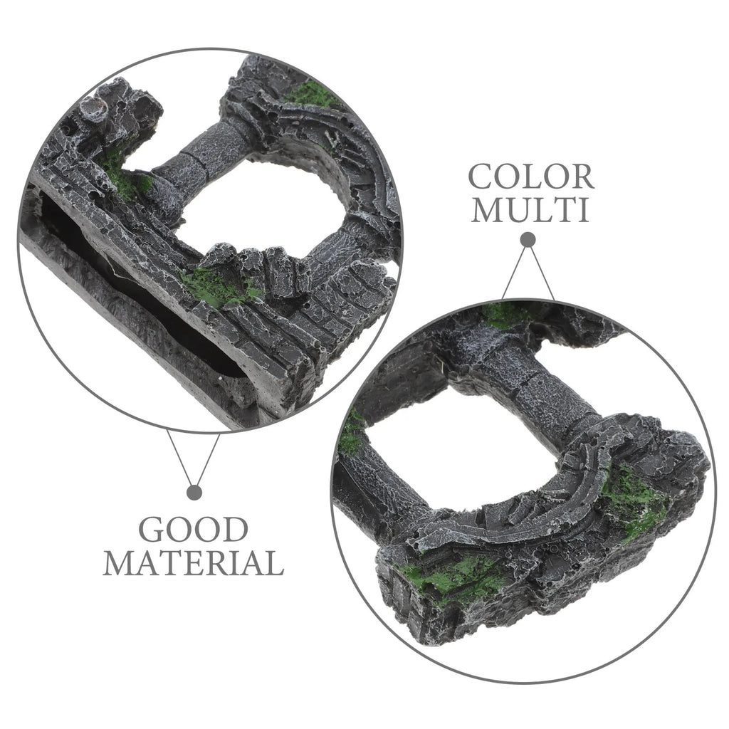 Two-columns Roman Column Aquarium Decor Resin Artificial Castle Fish