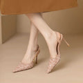 Pointed-toe Stiletto Heels Women's Sequins Cloth Spring Summer