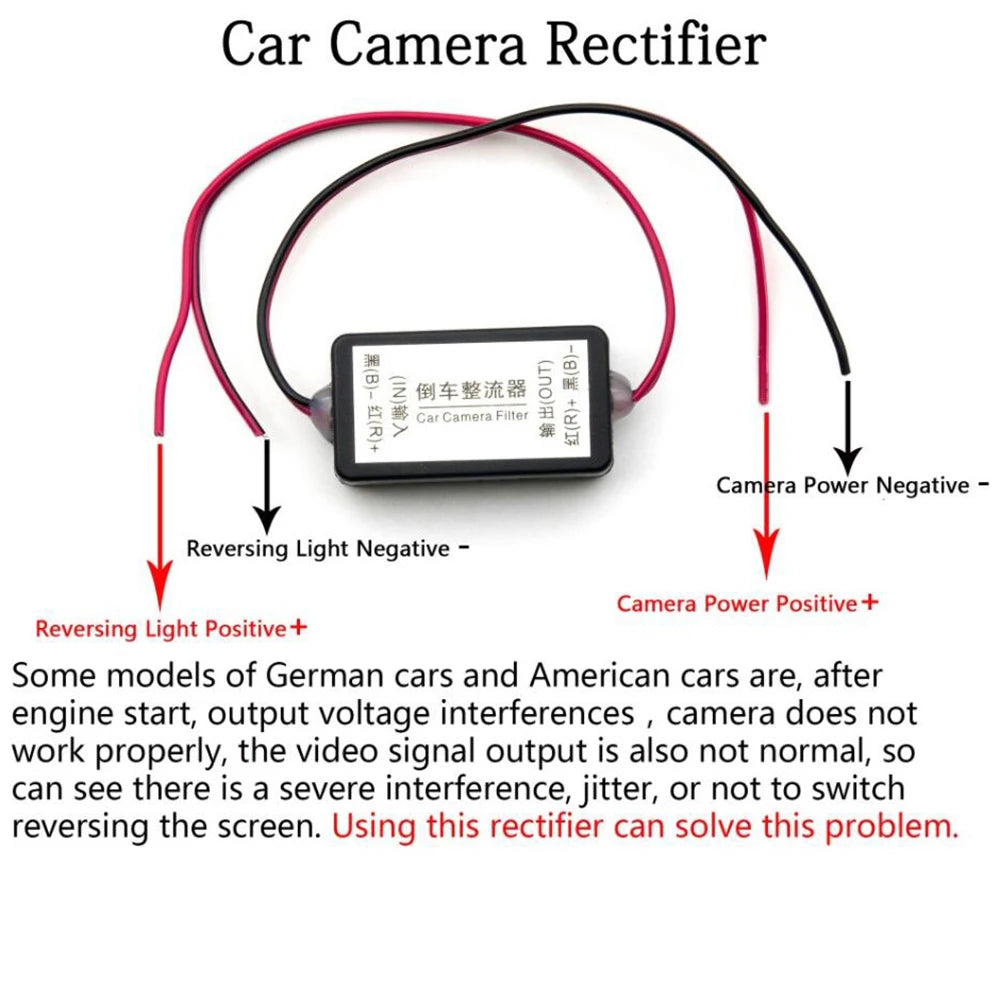 170 Degree AHD 1080P CVBS Car Rear View Camera 12V Power Filters