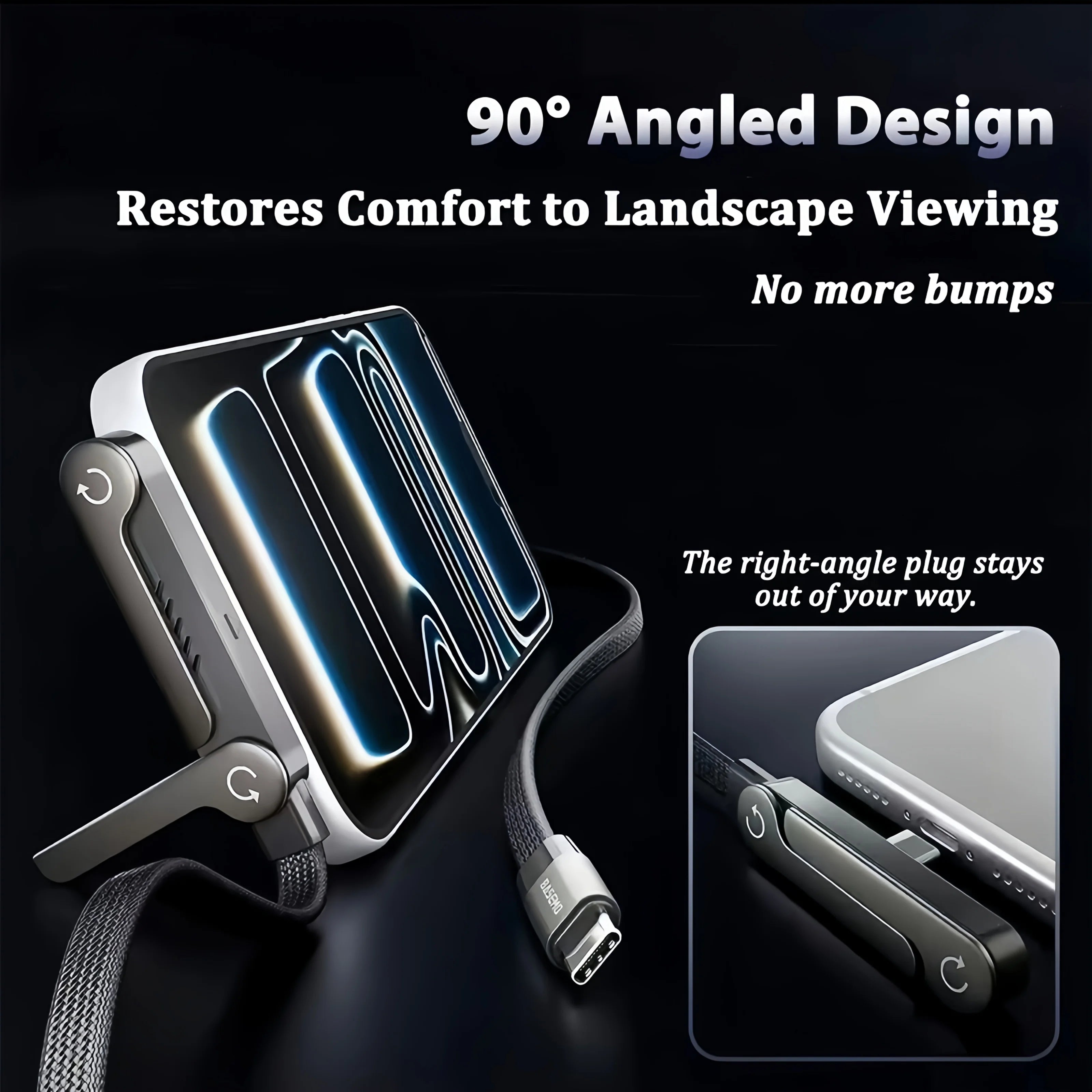 Foldable Charging Cable Integrated Stand Fast Phone Tablet 240W