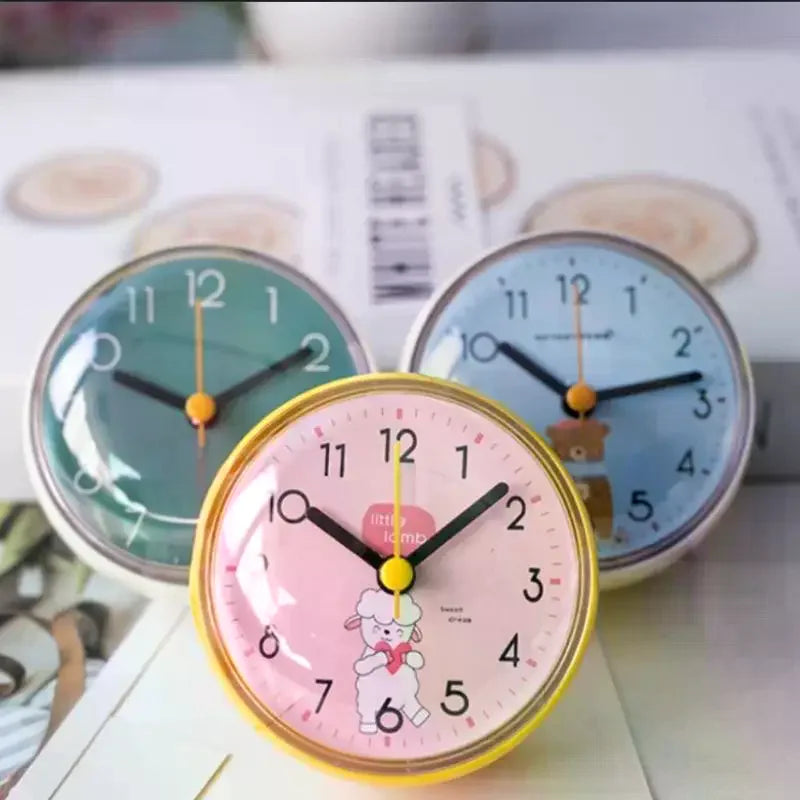 Anti-Fog Waterproof 7cm Kitchen Toilet Small Quartz Table Clock Mini Sucker Wall Clock Bathroom Zpaxo
