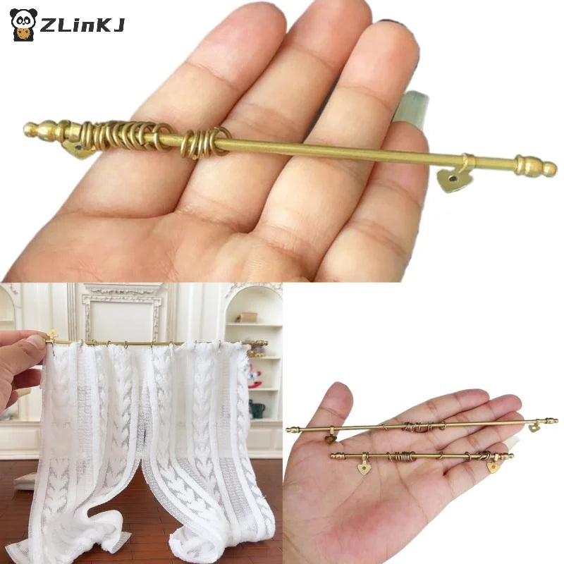 ▶1 Piece Dollhouse Removable Metal Curtain Rod Miniature Model Children Handmade Toy Doll Accessories Zpaxo