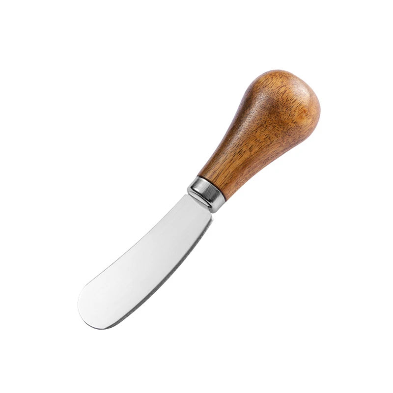 Elegant Stainless Steel Cheese Tool Knives Fork Wood Handle Butter Zpaxo 1