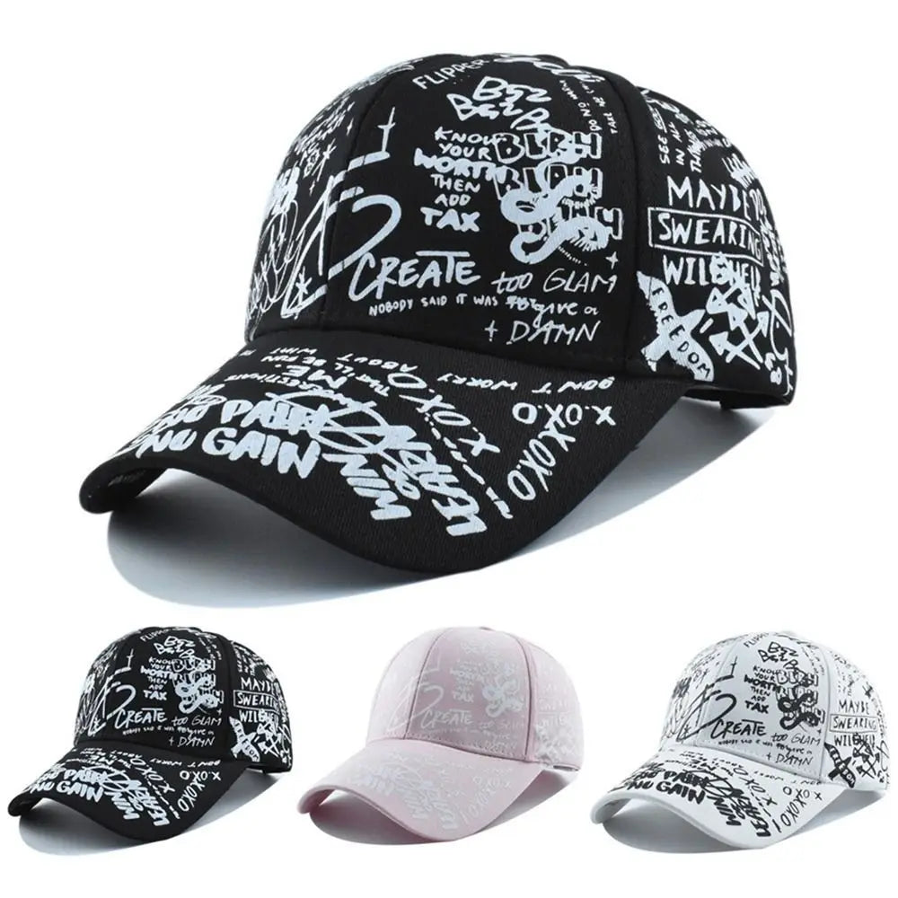 Quick Dry Baseball Caps UV Protection Letter Geometry Printing Snapback Hat Colorful Graffiti Print Hip Hop Sun Visor Cap Zpaxo