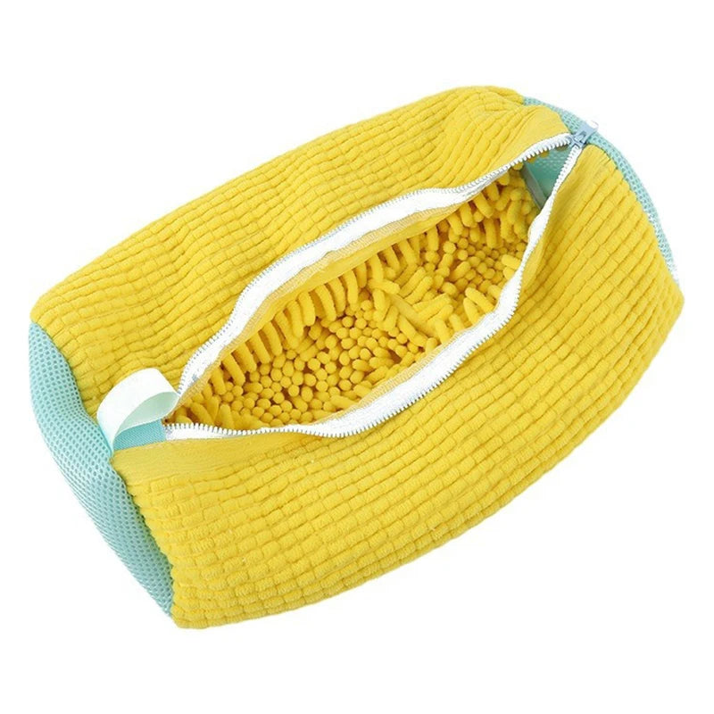 Shoe Washing Bag Washing Machine Laundry Bags Microfiber Closure Shoes Cleaning Bag Shoes Laundry Net Fluffy Fibers Sneaker Zpaxo Yellow