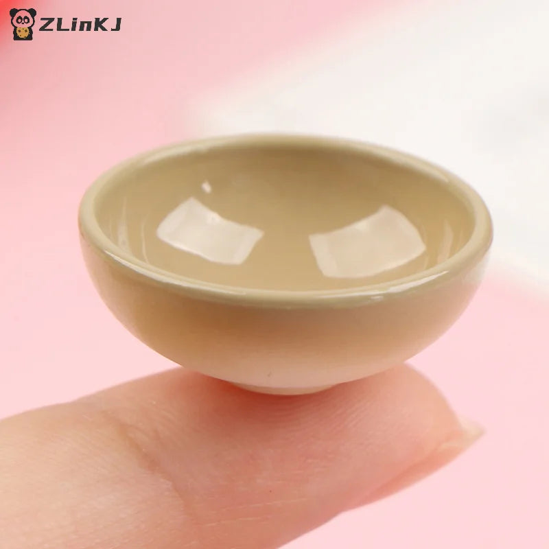 ▶10Pcs Miniature Bowl Dish Round 1/12 Scale Doll House Kitchen Dinning Accessory Zpaxo