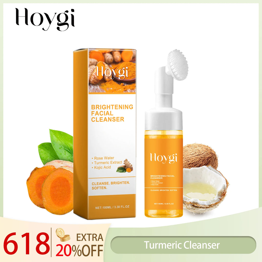 Hoygi Turmeric Cleanser Brightening Antioxidant Soothing Natural Ingredients Gentle Non-Drying Foaming All Skin Types Zpaxo