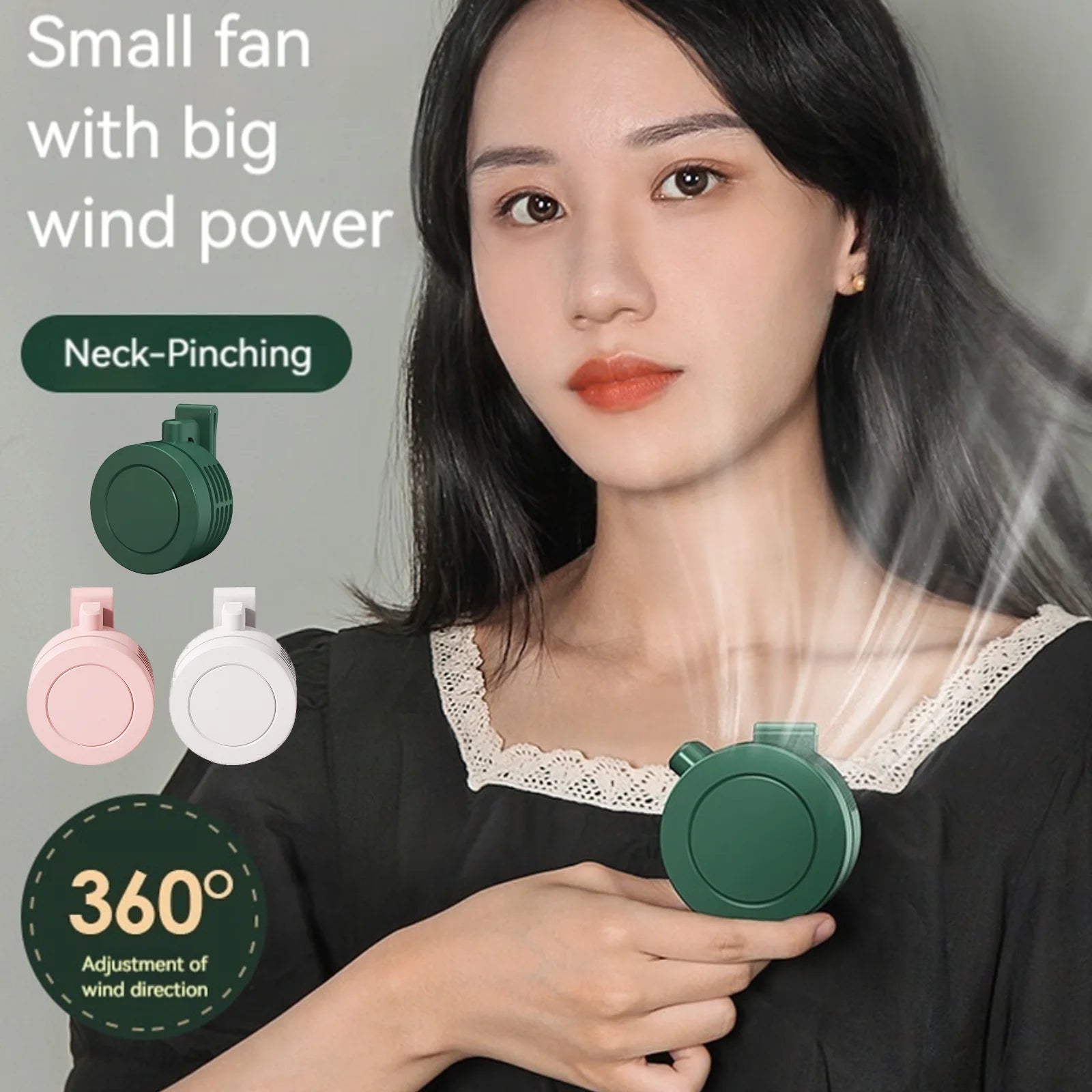 Mini Handheld Fan 3 Speeds Portable Bladeless Waist Clip Rechargeable