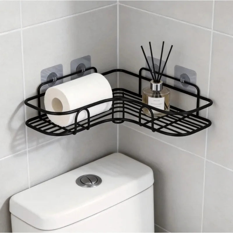 Punch-free Corner Shelf Bathroom Wall-mounted Rack Toilet Shampoo