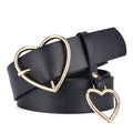Cute Leather Belt Metal Heart Shape Buckle Camel White Black Retro PU