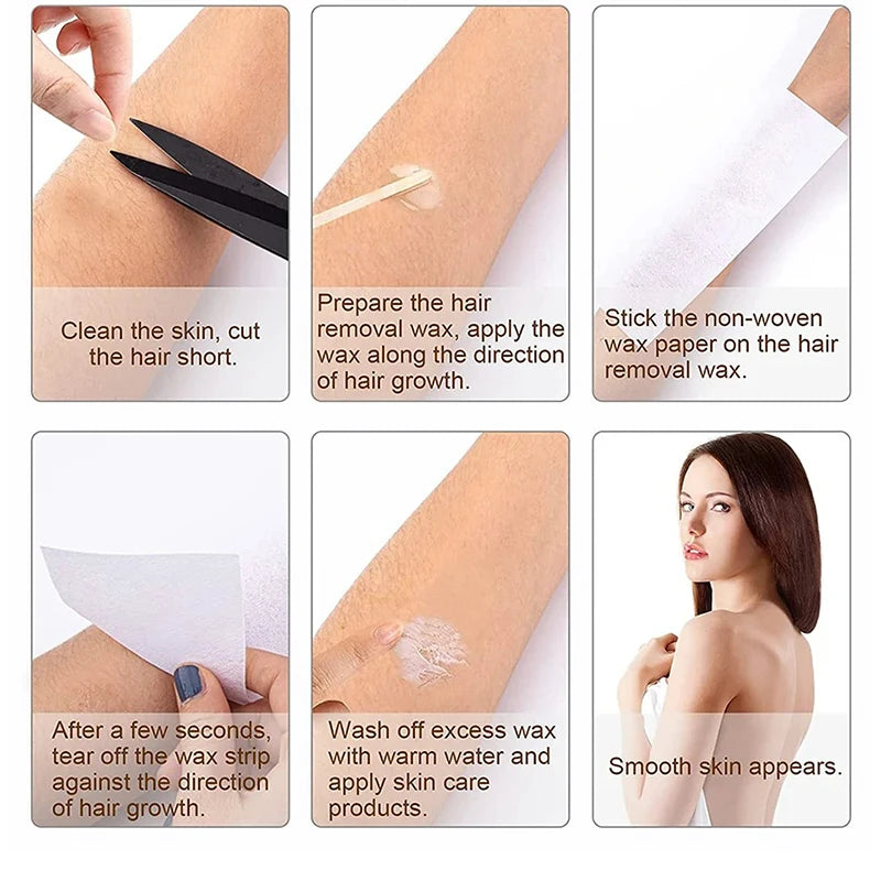 New 20/50/100Pcs Wax Paper Professional Hair Removal Waxing Strips Non-woven Fabric Waxing Papers Depilatory Beauty Tool Removal Zpaxo