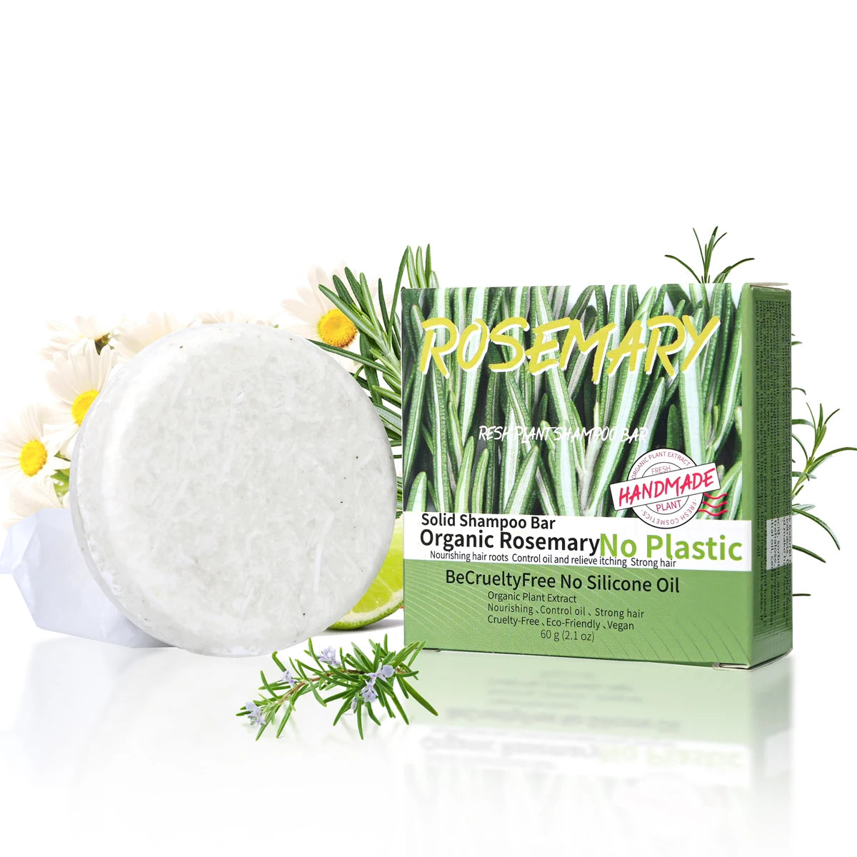 60g Natural fragrance rosemary shampoo soap, handmade soap oil control and dandruff removal soap for both men and women Zpaxo Default Title