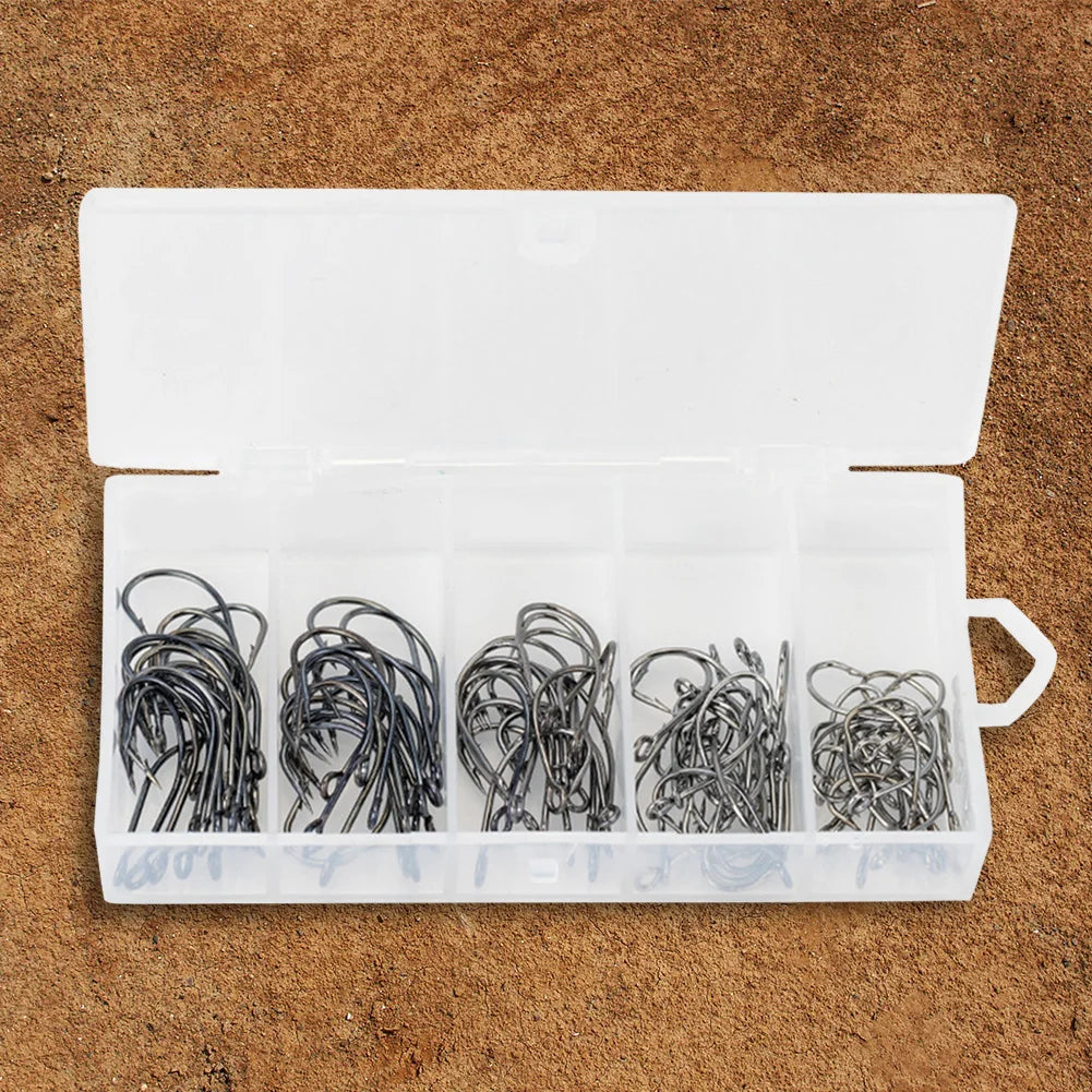 Box Fishing Hooks Carbon Steel Barbed Fishhooks Fish Freshwater