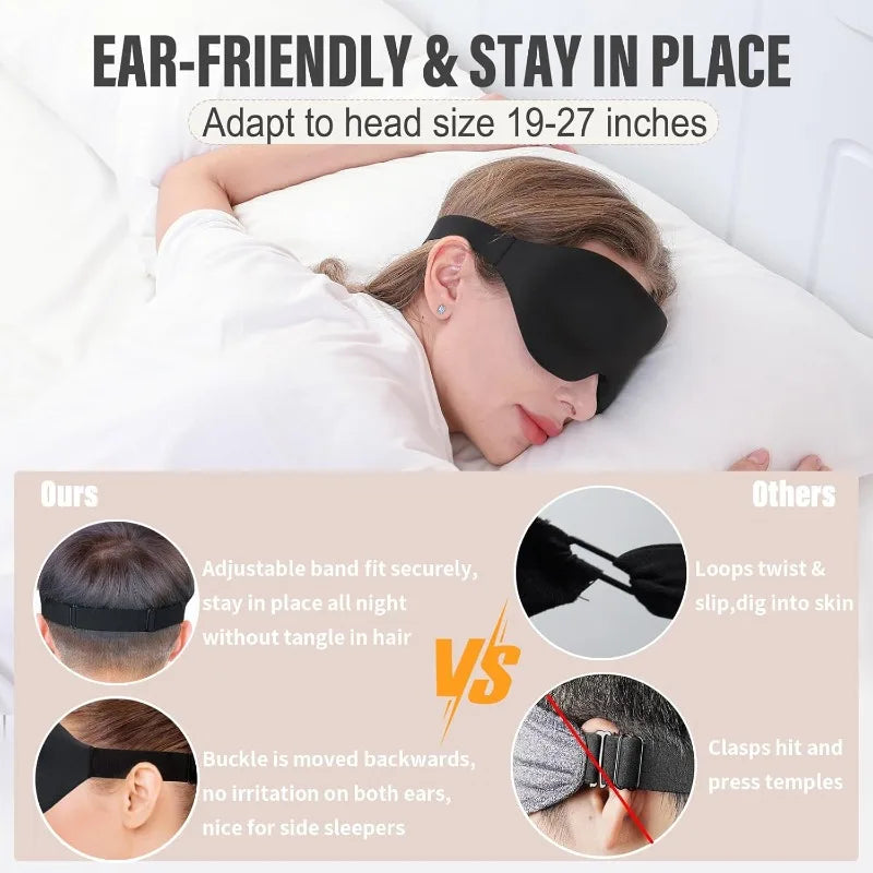3D Contour Sleep Eye Mask – Blackout, Breathable & Adjustable
