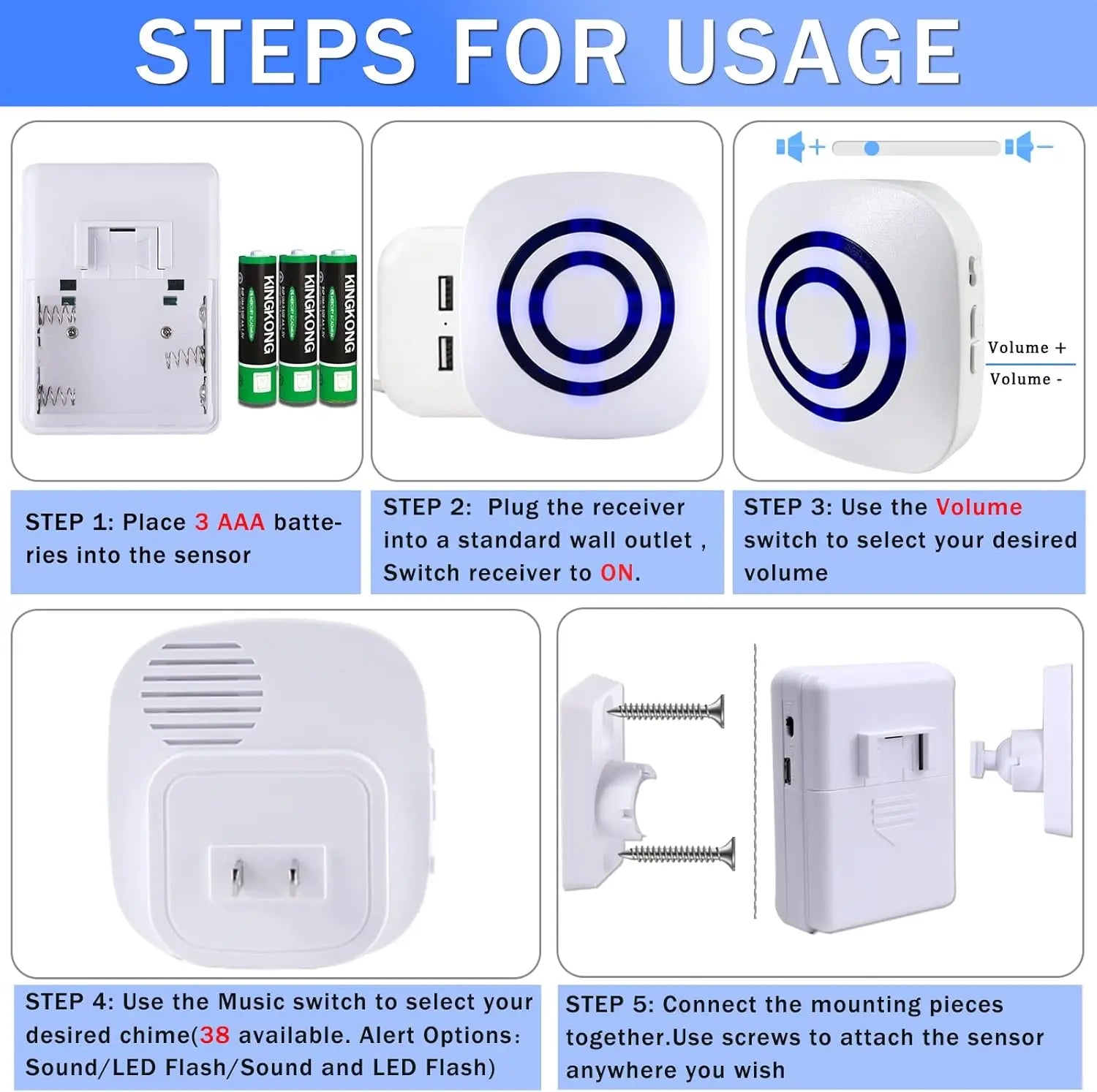 Wireless Driveway Alarm Motion Sensor Indoor Home Security Business Detector Alert System Monitor Protect Property Zpaxo