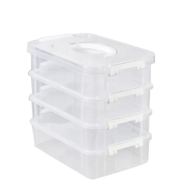 4-Layer Stackable Transparent Storage Box | Multi-Use Organizer