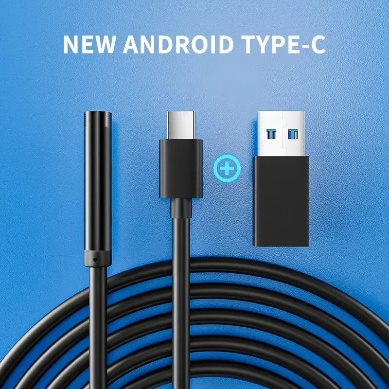 7mm Type-C Endoscope Camera IP67 Waterproof 6 LED USB Borescope Inspection Borescope Camera Zpaxo TYP E-C 7mm 2m