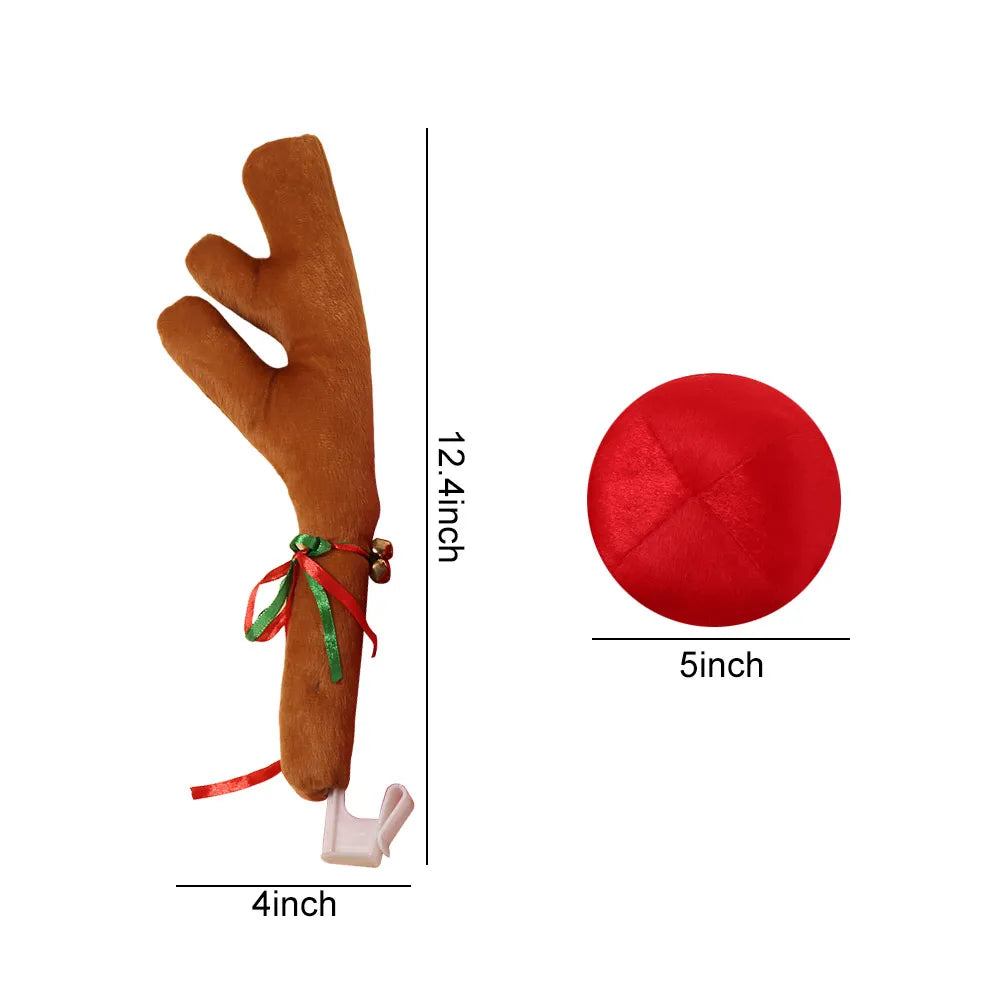 Creative Christmas Auto Exterior Decor Deer Horn Red Nose Cute Car Zpaxo