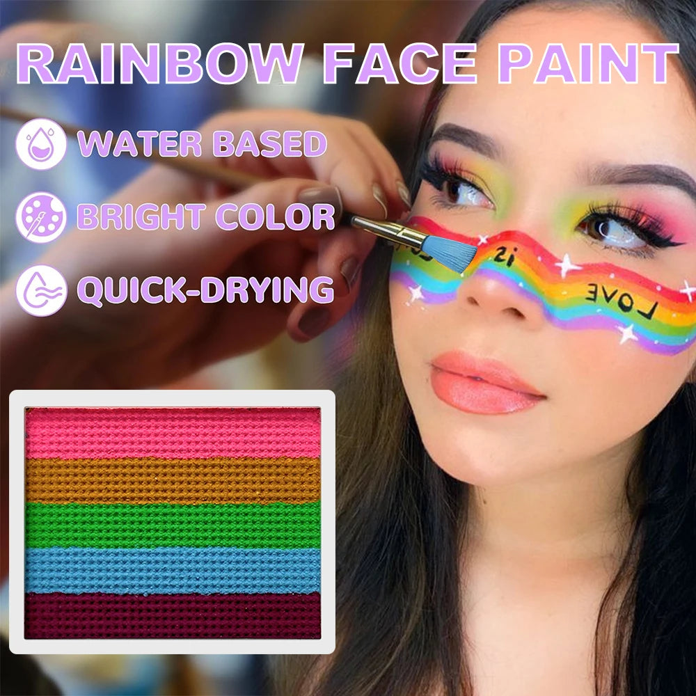 Face Body Painting Makeup Brush Rainbow Split Cake Water Activated Zpaxo