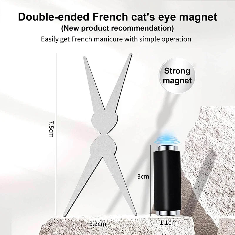 French Cat Eye Magnet Special Double-head Big Y-shaped Clip Cat Eye Nail Magnet Set Suitable for DIY Gel Polishing Magnetic Tool Zpaxo