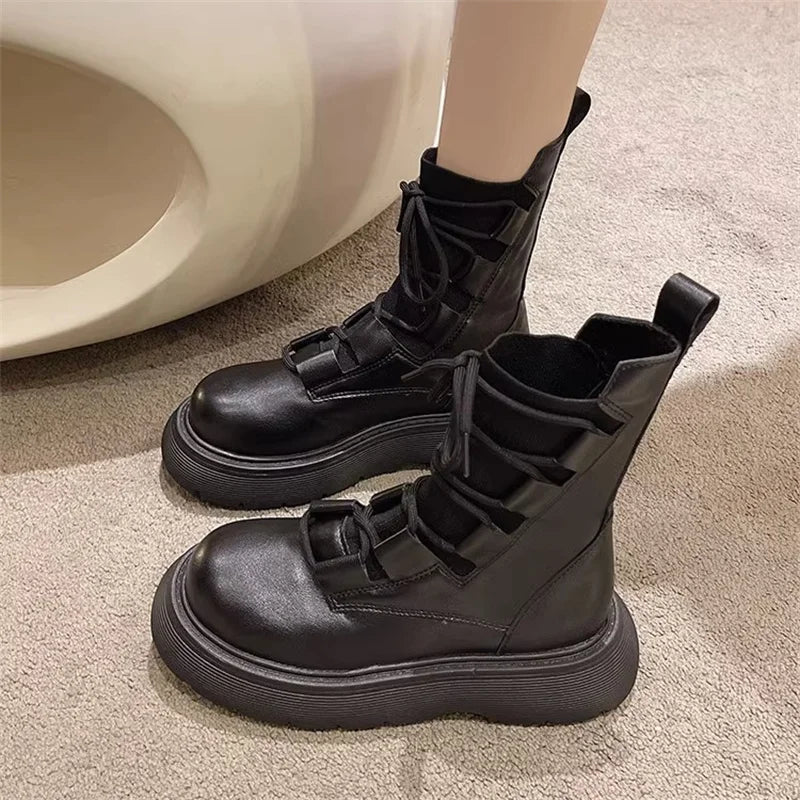 2023 Women Boots Spring Autumn Students Casual Fashion Shoes Lace-up Zpaxo