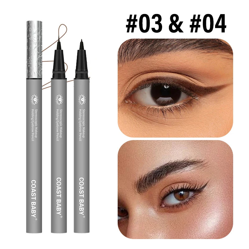 1/2PCS Long Lasting Sweatproof Waterproof Liquid Eyebrow Pencil Fine EyeLiner Pen Eyebrow Enhancers Eyebrow Brush Makeup Zpaxo 03 Add 04-2Pc