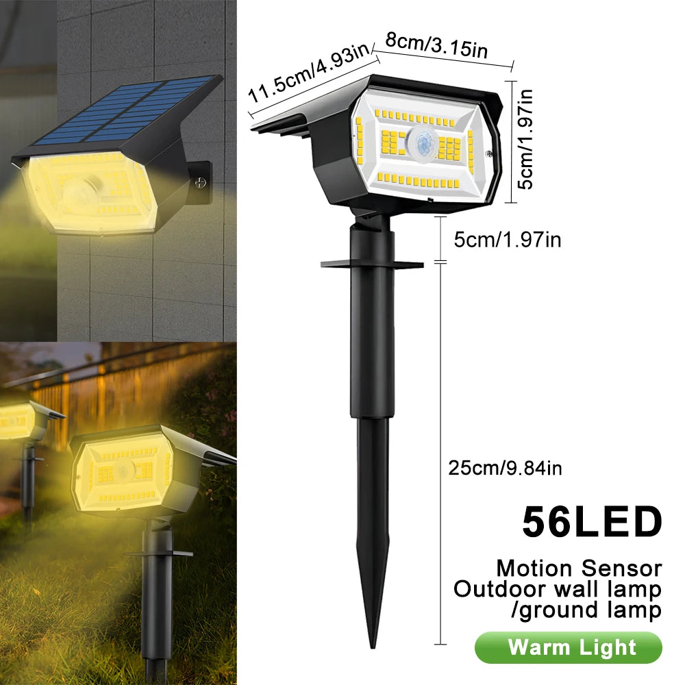 56 LED Solar Landscape Spotlights Outdoor Waterproof Motion Sensor 3 Mode Solar Wall Garden Powered Lights Yard Porch Pathway Zpaxo 56 LED Warm white 4PC