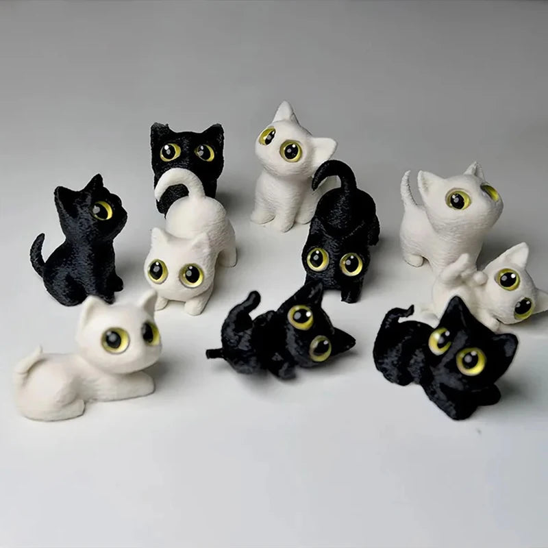 3D Printed Big-eyed Cat Ornaments Mini Statues Miniature Cute Kitten Zpaxo