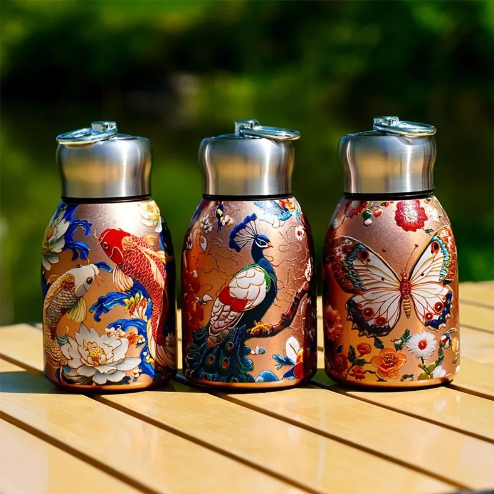 Stainless Steel Insulated Water Bottle Mini Vacuum Cup Vibrant Floral