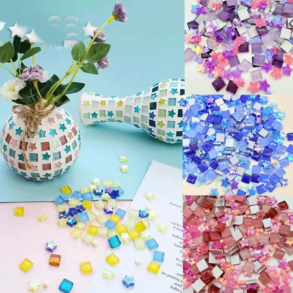 Crystal Glass Mosaic Tile Set – Mixed Shapes & Colors for DIY Glass Mosaic Tiles Zpaxo