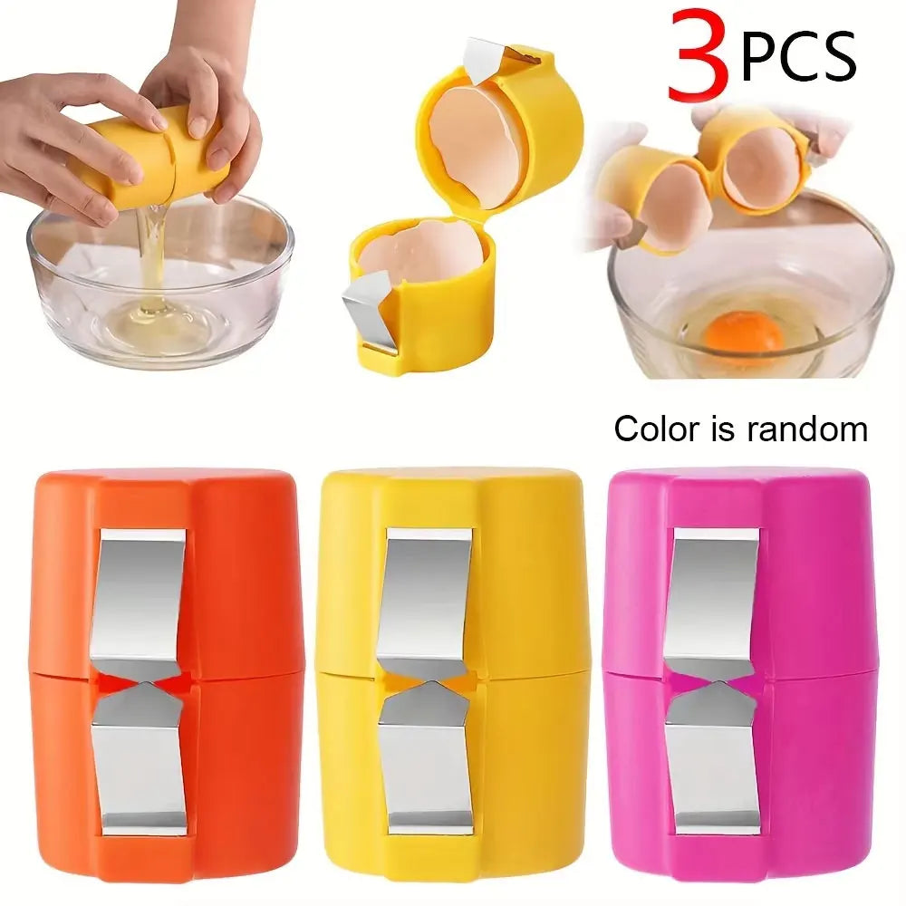 3 PCS Egg Shell Opener, 2025 New Egg Cracker for Raw Eggs, Hard Boiled Egg Peeler Egg Cube Egg Separator Handheld Tool Zpaxo Default Title