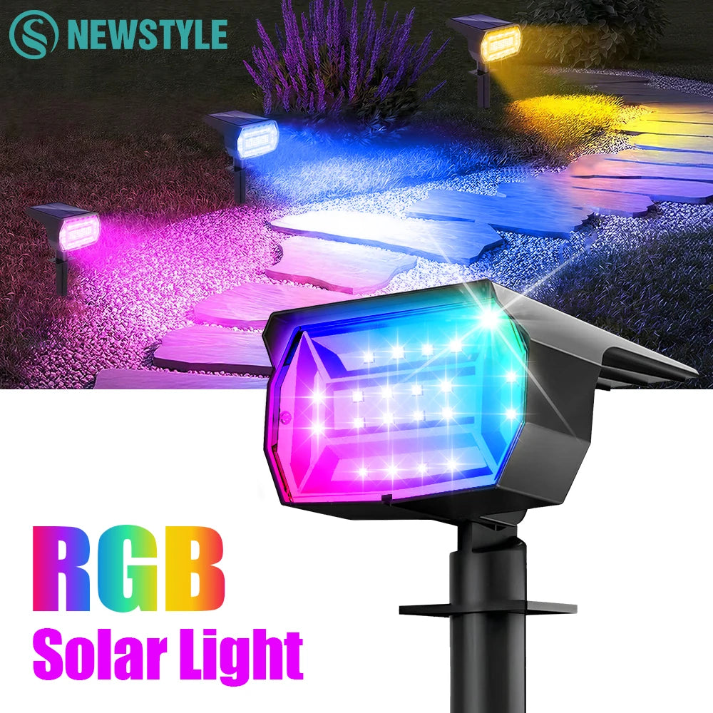 RGB Solar Spot Lights Outdoor IP65 Waterproof 20LED RGB Color Changing Landscape Light For Outdoor Garden Decoration Lighting Zpaxo
