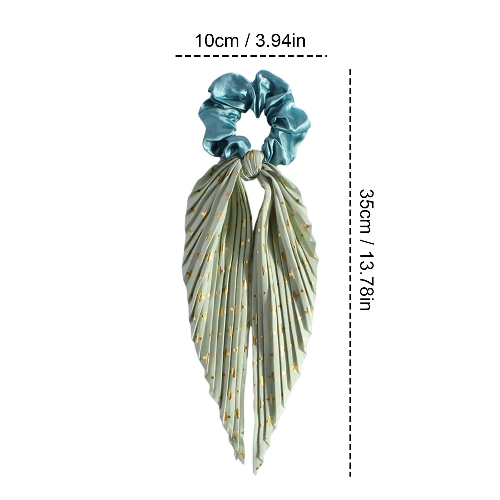 1PC Flower Print Bow Satin Long Ribbon Ponytail Scarf Tie Scrunchies Women Girls Elastic Bands French Headdres Hair Accessories Zpaxo Green