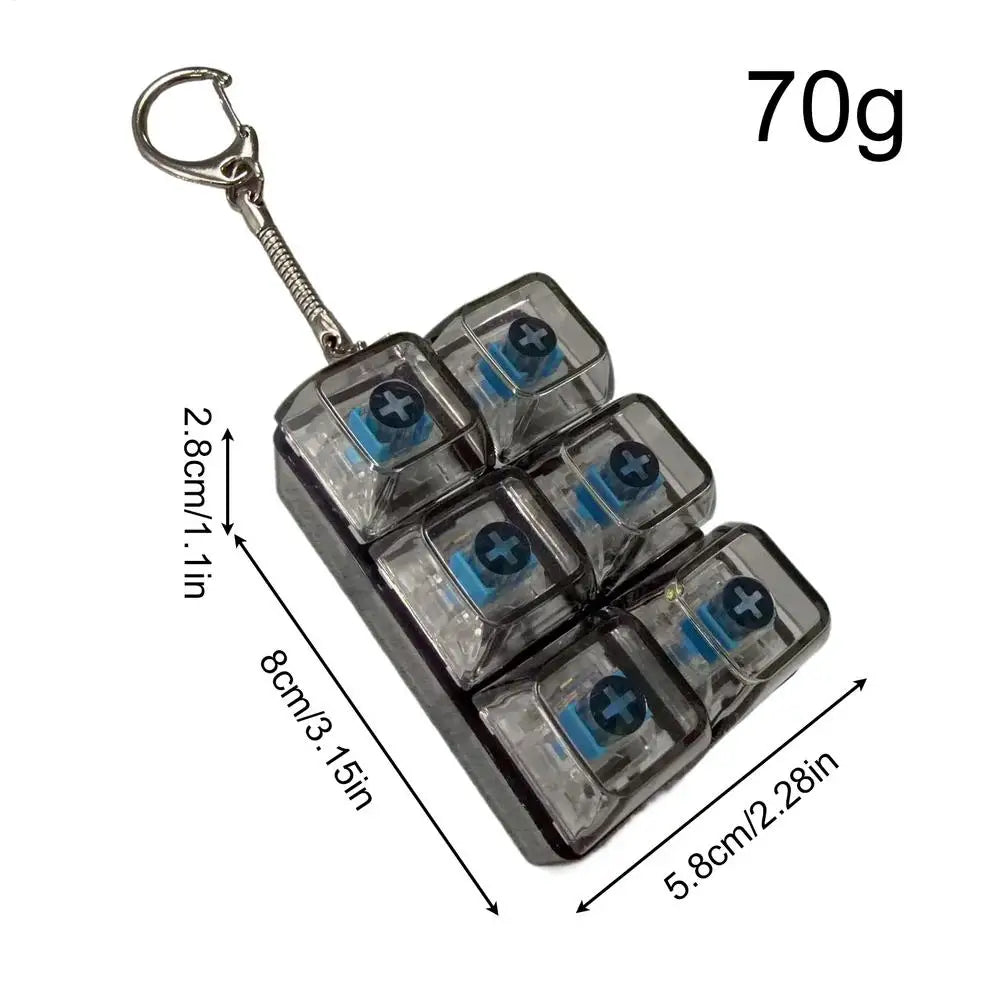 Keyboard Fidget Clicker 6 Button Sensory Light Up Toy Keychains Key